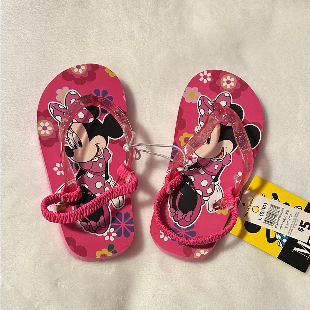 Disney Minnie Mouse Floral Pink Kids Flip Flops